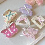 Lianfudai Cute Sweet Bow Flower Hair Claw Women Girl Bowknot Ribbon Crab Clip Y2k hark Clip Hair Clip Hair Accessories