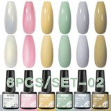 Lianfudai 6PCS/Set Nude Color Gel Nail Polish Set 150 Colors Glitter Semi Permanent UV Led Gel Varnish Soak Off Nail Gel Art Design