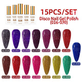 Lianfudai Disco Gel Nail Polish 30 Colors Set Reflective Glitter Gel Polish Sparkling Sequins Varnish Soak Off UV LED Nail Art Gel