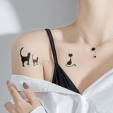 Lianfudai Waterproof Temporary Tattoo Sticker Cat Fox Animal Fake Tatto Flash Tatoo Neck Hand Back Foot Shoulder for Kids Women Men