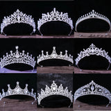 Lianfudai Korean Luxury White Crystal Crown Hair Accessories Tiara Women Wedding Rhinestone Bridal Silver Color Crown Hair Jewelry