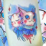 Lianfudai Tatoo Waterproof Cat Japanese Cute Pet Arm Semi Permanent Tattoo Cat Animal Funny Tattoo Sticker Temporary Tattoos for Men Women