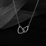 Lianfudai New Simple Hollow Love Heart Pendant Necklace for Women Fashion Creative Geometric Clavicle Chain Necklaces Party Jewelry Gift