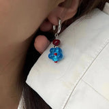 Lianfudai Unique Design Asymmetric Drop Earrings Cute Flower Earrings Sweet Colorful resin Earrings For Women Gifts  Aesthetic Jewelry