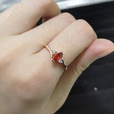 Lianfudai Romantic Red Zircon Dainty Rings For Women Thin Heart Korean Finger Accessories Wedding Gifts For Girlfriend Wholesale KAR272