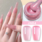 Lianfudai  Jelly Nude Gel Nail Polish 10ml Light Pink Peach Translucent Color UV Light Cure Gel Varnish Nail Art DIY at Home