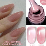 Lianfudai 7ML Jelly Pink Peach Quick Extension Gel Nail Polish Nude Transparent Color Finger Prolong Rubber Base Construction Gel