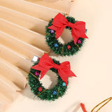 Lianfudai 2Pcs Cartoon Santa Claus Hair Clips For Girls Christmas Garland Hairpin Kids New Year Gifts Ribbon Bowknot Hairgrip Headwear