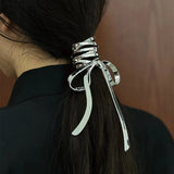 Lianfudai Fashion Alloy Bow Hair Clip Hair Claw Metal Hair Claws Girl Fashion High Ponytail Clip Fixed Hairpin Claw Clip Hair Accessories