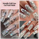 Lianfudai Rose Gold Silver Metallic pull Liner Gel Nail Polish French Super bright Mirror Drawing Graffiti Nail Art Painting Gel