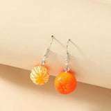 Lianfudai Fruit Drop Dangle Earrings for Teenagers Funny Orange Ear Rings Jewelry Gift for Women, Stainless Steel Plant Design