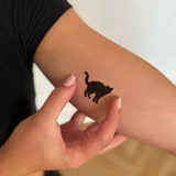 Lianfudai 2pcs Cute Black Cat Tattoo Stickers for Women Man Arm Art Temporary Waterproof Fake Tattoo Cartoon Kitty Lasting Tattoo Stickers