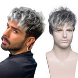 Lianfudai Synthetic Men Short Straight Wig Black for Male Hair Fleeciness Realistic Natural Headgear Hair Heat Resistant for Daily Party