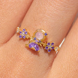 Lianfudai New Sweet Colorful Zircon Flower Animal Princess Open Adjustable Ring For Women Girls Cute Fshion Jewelry Gift