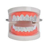 Lianfudai Hip Hop Cubic Zircon Teeth Grillz Top & Bottom Grills Punk Teeth Caps Cosplay Party Rapper Jewelry Halloween Teeth Decoration ﻿