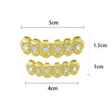 Lianfudai 18k Gold Plated CZ Small Single Tooth Hip Hop Grill Halloween Teeth Grillz Caps Set For Christmas Gift