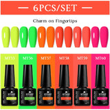 Lianfudai 6Pcs/Set Nude Color Gel Nail Polish Set Kit Spring 6 Colors UV LED Nail Art Gel Vernis Semi Permanent Base Top Coat