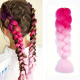 Lianfudai 24inch Ombre Jumbo Braiding Hair Extensions Colorful Synthetic Crochet Braids wigs Y2K gilrs women cosplay Christmas Hair wigs