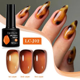 Lianfudai 7ml Translucent Jelly Amber Gel Nail Polish Brown Coloured Varnish Gel Long Lasting Semi Permanent UV Nail Art Manicure