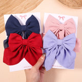 Lianfudai 2Pcs/set Women Girls Sweet Solid Bowknot Hair Clips Print Bows Hairpins Ribbon Barrettes Duckbill Clip Headwear Hair Accessories