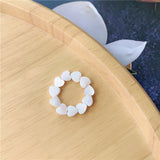 Lianfudai Elegant Sweet Natural Freshwater Pearl Ring Women Girls Beaded Elastic Rings Fashion Wild Casual Lolita Jewelry Creative Present