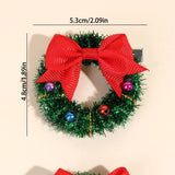 Lianfudai 2Pcs Cartoon Santa Claus Hair Clips For Girls Christmas Garland Hairpin Kids New Year Gifts Ribbon Bowknot Hairgrip Headwear