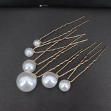 Lianfudai Fashion Metal U Shape Pearl Hairpin Clips Wedding Bridal Updo Ornaments Ancient Costume Modeling Hair Jewelry Accessories Gifts