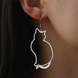 Lianfudai  Cute Cat Drop Earrings for Women Kids Stainless Steel Lovely Kitten Animal Dangle Earring Jewelry Valentine's Day Gifts