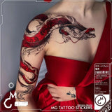 Lianfudai Chinese Retro Dragon Temporary Tattoo Art Lasting Fake Tattoo for Woman Thigh Red Sexy Sticker Waterproof Tatuajes Temporales