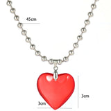 Lianfudai Heart Glass Pendant Necklace for Women Men Fashion Punk Jewelry Accessories Friends Gift Big Red Heart Rope Chain Lover Choker