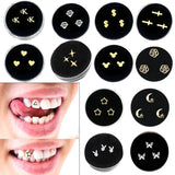 Lianfudai 3 PCS/Box Teeth Gems Tooth Jewelry Crystal Ornaments Fashion Teeth Charms Gems with Box Metal Dental Supplies Oral Decorations