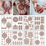 Lianfudai Henna Tattoo Brown Mehndi Stickers for Hand Temporary Tattoos Body Art Tatoo Waterproof for Women Fake Tatoo Hena Design