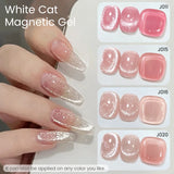 Lianfudai 15ml White Cat Magnetic Gel Super Bright Gorgeous Glitter Nail Polish Galactic Effect Moonlight Magnetic Gel Varnish