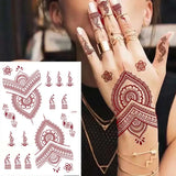 Lianfudai Brown Henna Tattoo Body Stickers for Women Henna Temporary Tattoos Lace Floral Mehndi Tattoo Waterproof Fake Tatoo Festival