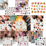 Lianfudai Halloween Pumpkins Nail Art Water Decals Stickers Spiders Web Fake Nail Accessories Nail Art Decoration Mummy Ghost