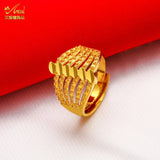 Lianfudai Ethiopia Dubai Flower Gold Color Arab Rings Resizable For Women Wedding Jewelry African Party Gift Nigerian Jewellery