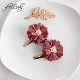 Lianfudai Fashion Flower BB Hair Clips Pin Headwear For Baby Kids Girl Hair Accessories 2 PCS/SET