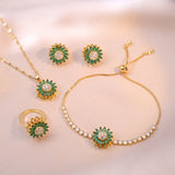 Lianfudai Double-layer Rotatable Sunflower Necklaces For Women Chain Choker Stainless Steel Jewelry sets Chain Choker