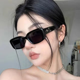 Lianfudai Retro Small Square Sunglasses Women Y2K Style Cat Eye Sunglasses Fashion Colorful Mirror Goggles Men Punk Sports Sun Glasses