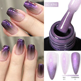 Lianfudai 7ML Auroras Thermal Gel Nail Polish Nude Dark Purple Glitter Gradient Temperature Color Changing Nail Art Gel Varnishes