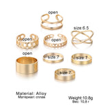 Lianfudai Bohemian Cross Wide Rings Set For Women Girls Simple Chain Finger Tail Rings New Bijoux Jewelry Gifts Ring Female