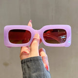 Lianfudai Vintage Rectangle Fashion Sunglasses 2022 Trendy Candy Color Women Sun Glasses Luxury Brand Design UV400 Shades Eyewear