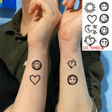 Lianfudai New Waterproof Temporary Tattoo Sticker Body Makeup Flame Finger Tattoos Smiley Black Square Rose Flower Art Flash Fake