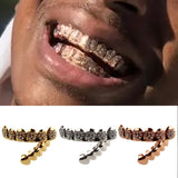 Lianfudai Fshion Hip Hop Gold Silver Colour Iced Out CZ Teeth Grillz Top Bottom Men Women Jewelry Drop Ship