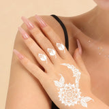 Lianfudai Flower White Henna Temporary Tattoo Sticker Women Hand Foot Tatoo Paste Waterproof Body Art Tattoo Wedding Party Henna Tattoo