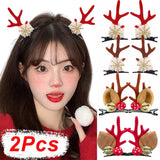 Lianfudai Christmas Hair Clips New Year Festival Cute Hair Pins Children Girls Barrettes Women Christmas Party Elk Ear Hairpins Headwear