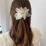 Lianfudai Fashionable Feminine Chiffon Hairpins Super Fairy Girls High Ponytail Spring Clips Spring Summer Duckbill Clips Hair Accessories