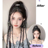 Lianfudai Y2K Metal Buckle Long Dreadlocks Boxing Braids Hair Clips Headband For Spicy Girls Sweet Hair Ornament Fashion Hair Accessories