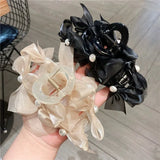 Lianfudai Large Bow Hair Clip for Women Sweet Bows Shark Clip 2024 New Trendy Hair Accessories Mesh Crab Hair Clips Girls Headdress