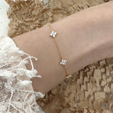 Lianfudai New Crystal Flower Stainless Steel Bracelet Women Fashion Personality Korean Bracelet Jewelry Accessories Anniversary Gift